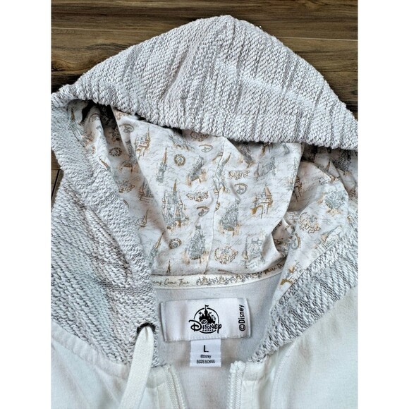 Disney Parks Mickey Mouse Cinderella Castle Hoodie White Zip Up Women’s Large - Picture 4 of 8